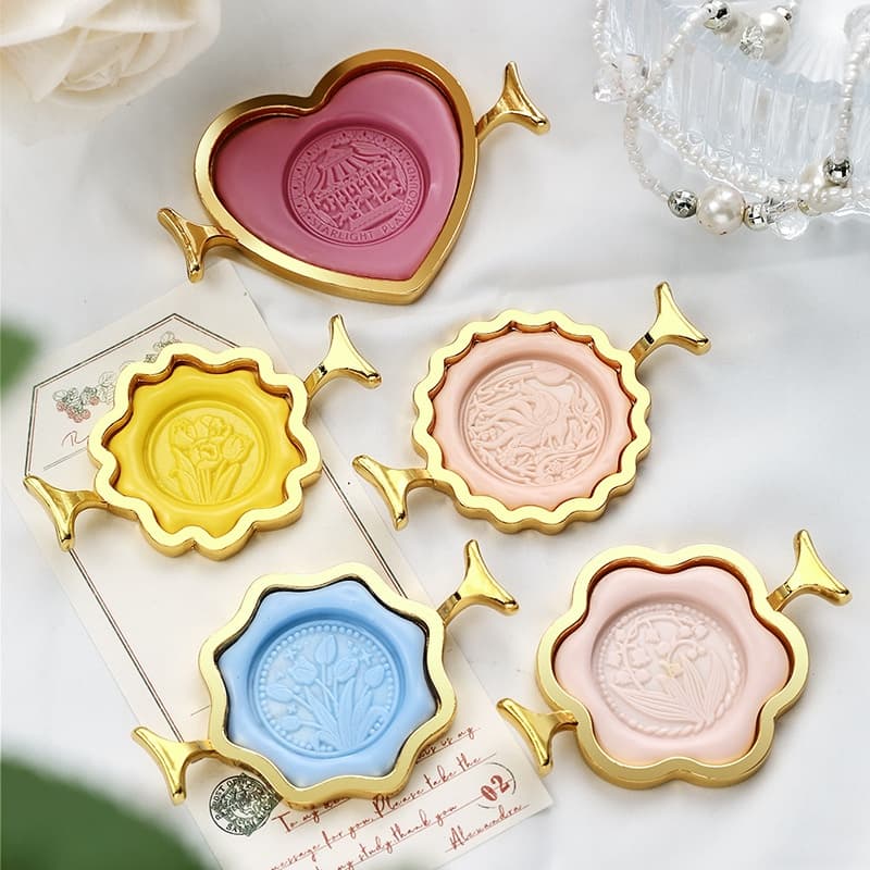 Molde De Cera Metálica De Vedação , Dourada Redondo De Flor Quadrada Hexagonal De Coração Moldes Metálicos Para