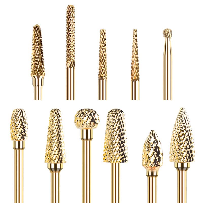 Ferramentas De Manicure Cabeça De Polimento De Aço Tungstênio Dourado Esfoliante Multiuso