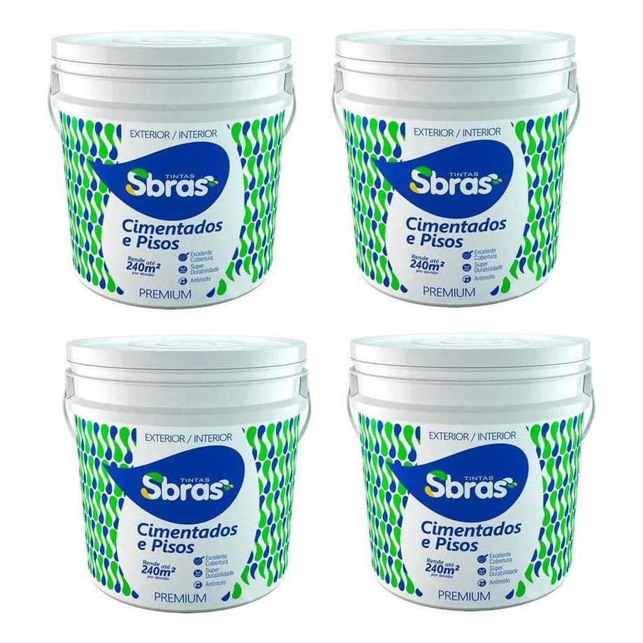 Tinta Cimentados Pisos Branco Neve- Sbras 3,6l - Kit 4