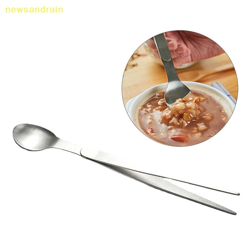 newsandrain Pinça De Colher Tasg De Aço Inoxidável 2 Em 1 Função Dupla Para Cozinha De Festa