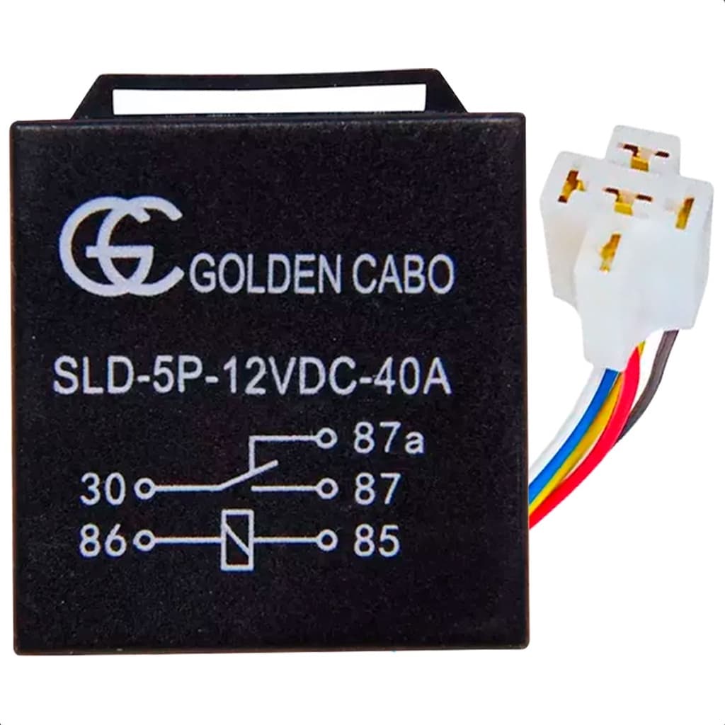 Rele Reversor Universal Auxiliar Automotivo 5 Pinos 12v 40A GC Para Carro + Chicote