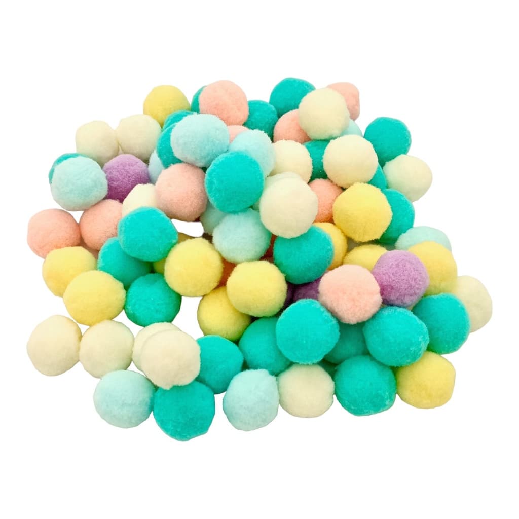100 Bolinhas Pompom de Tecido de 25mm (2,5cm) Artesanato - Candy Color