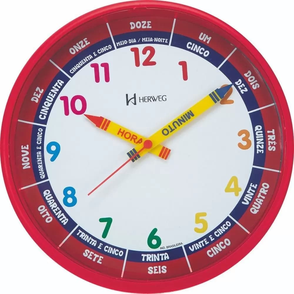 Relógio de Parede Herweg Educativo Infantil 26 cm 6690 269