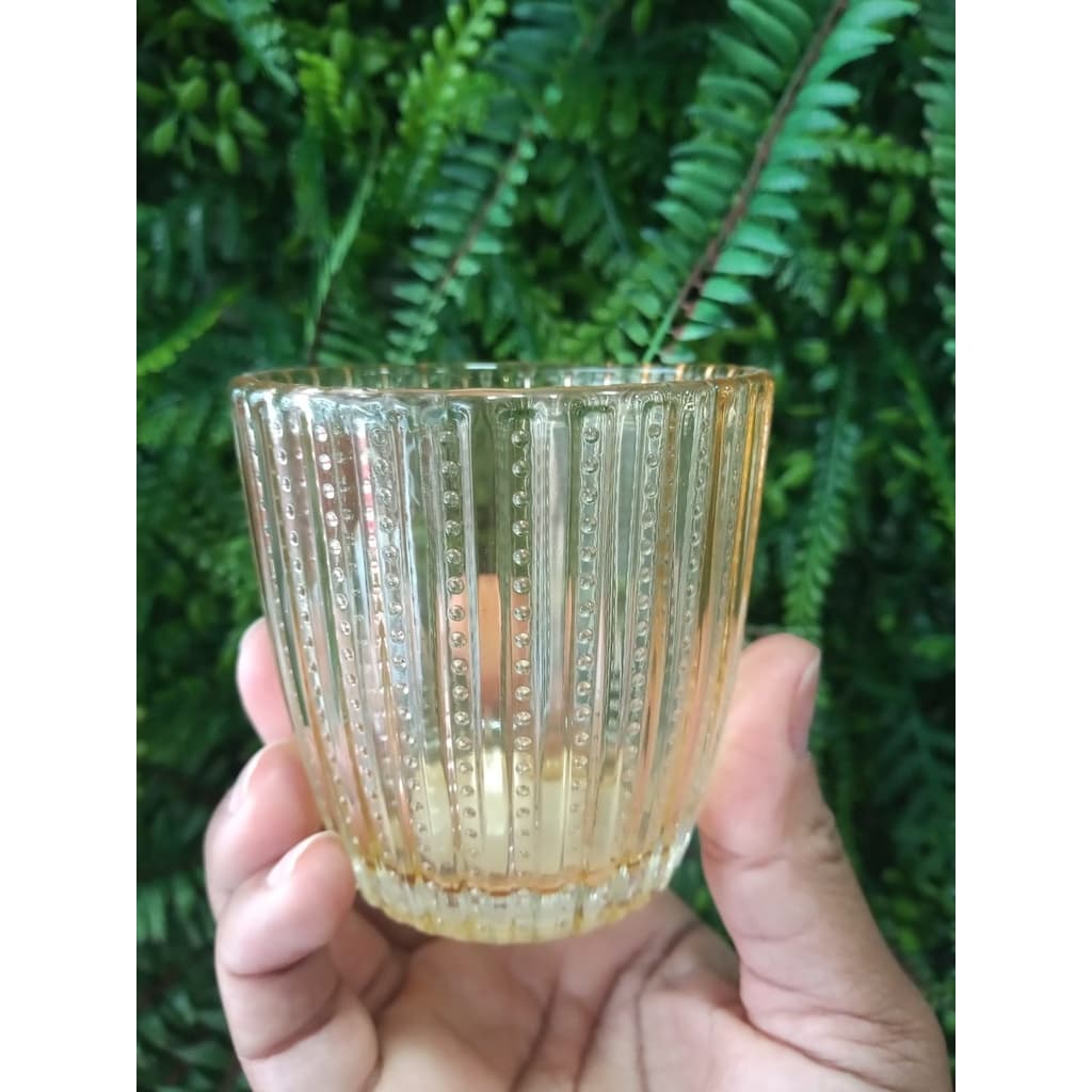 PORTA VELA AGAR EM VIDRO D7XA7,5CM COR AMBAR