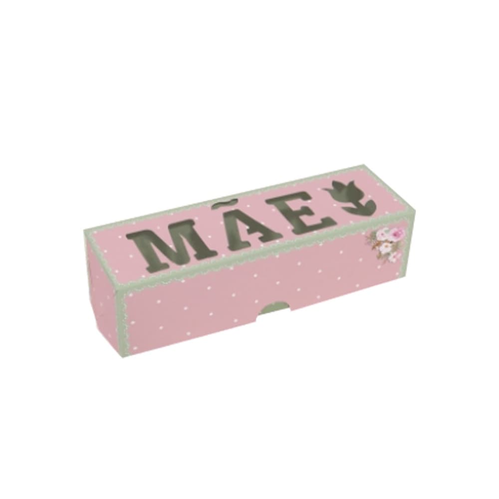 03 Caixas Retangular Para 4 Doces Com Visor Amor De Mãe Decora Doces
