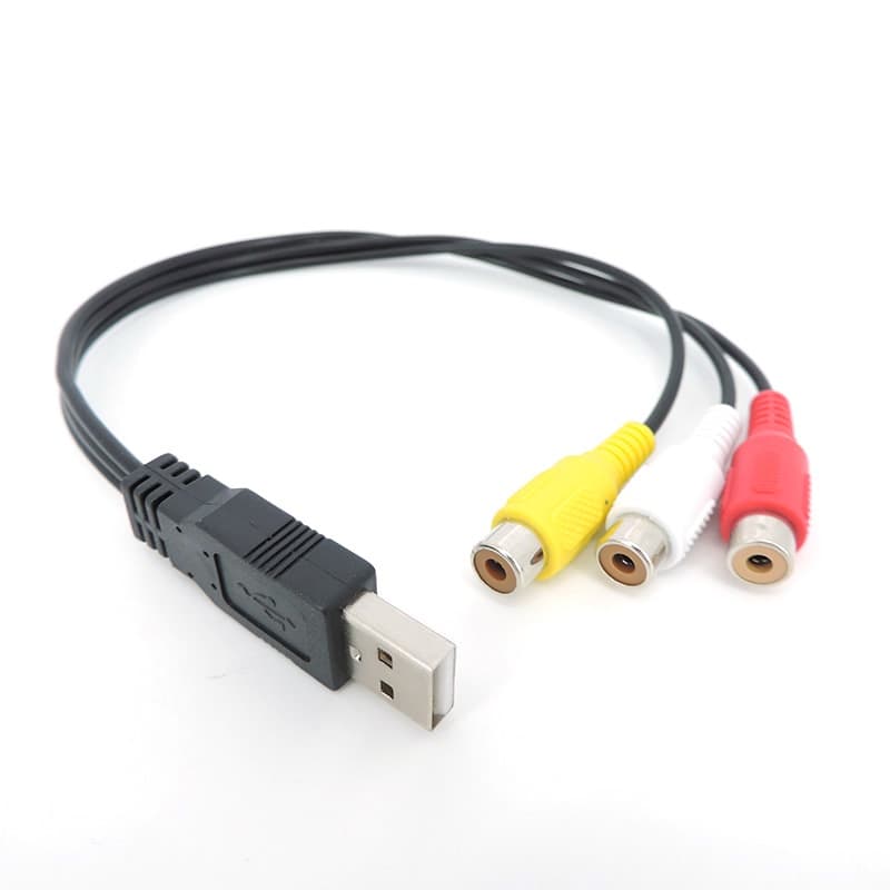 USB Macho Plug Para 3 RCA Fêmea AV Adaptador Conversor De Áudio Conector Vídeo A/V Cabo HDTV TV Televisão Fio BRK1