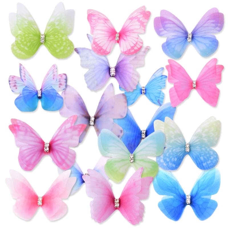 32Pcs 4cm Apliques De Borboleta Camada Dupla Feita À Mão Para Cabeleireiro De Bricolage Artesanato Decoração Presentes De Casamento Acessórios