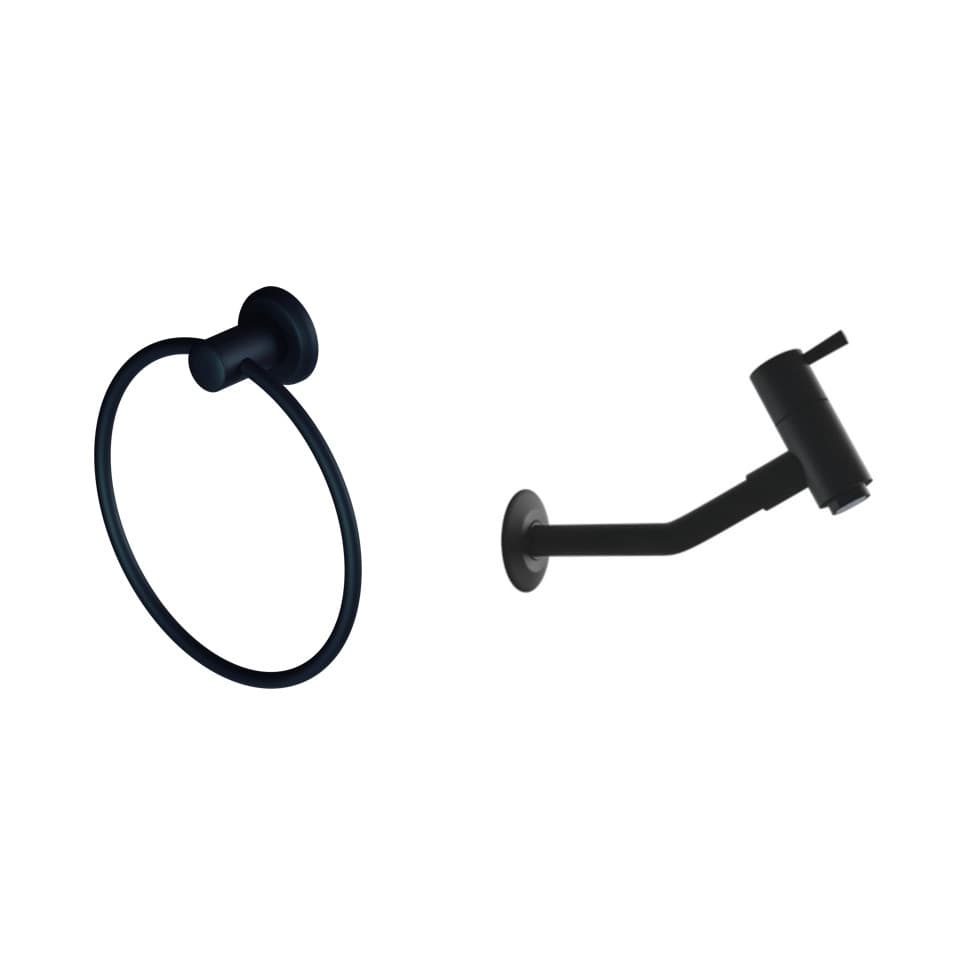Kit porta toalha + torneira preta banheiro Civitt