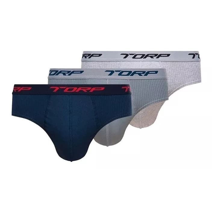 Kit Com 3 Cuecas Torp Slip Algodão Cores 7004