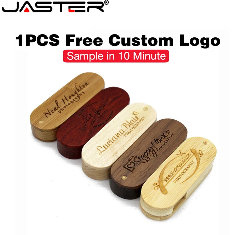 JASTER 1 Pcs Logotipo Personalizado Grátis USB 2.0 Flash Drive 128 Gb Chaveiro Presente Pen 64 Pendrive De Madeira 32 Gr