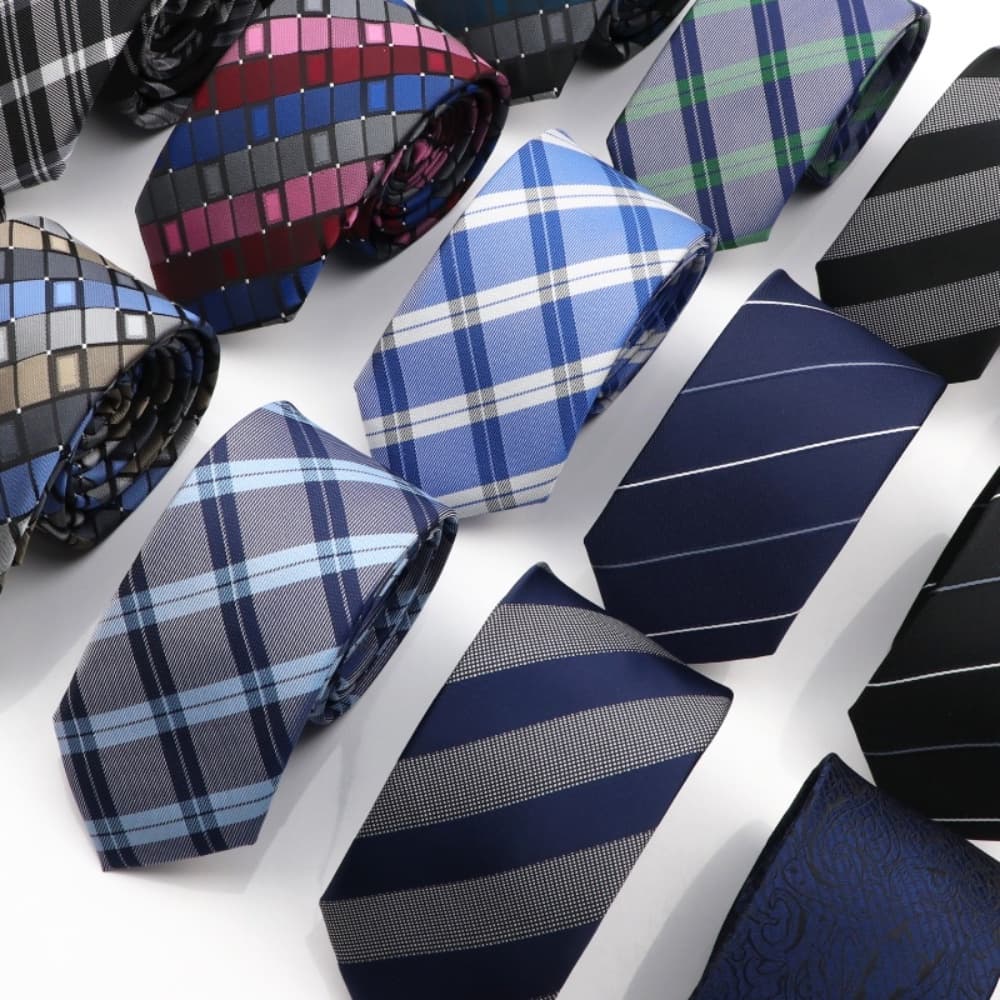 ZONFAZ Gravata de Seda Slim 6cm, Listrada Jacquard Masculina, Acessórios para Casamento e Uso Diário