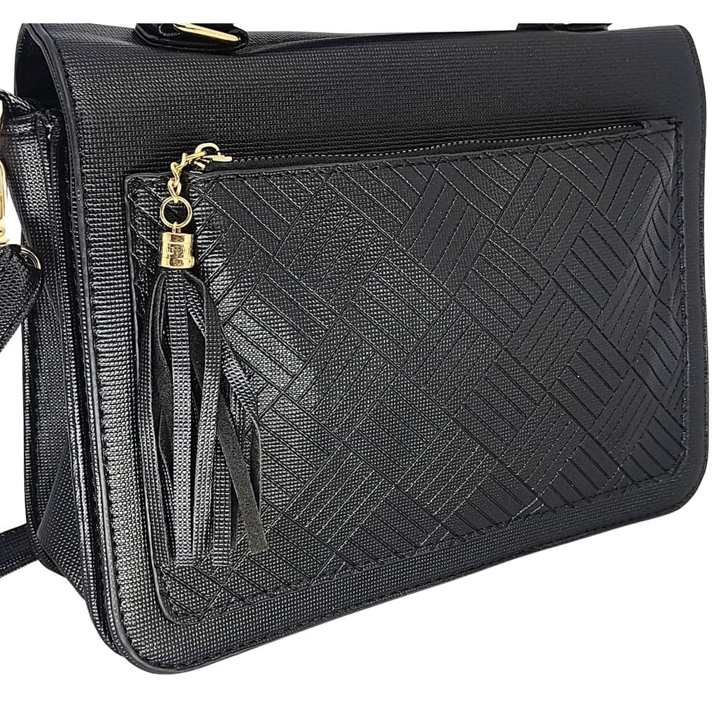 Bolsa feminina transversal tiracolo preta marrom grande luxo