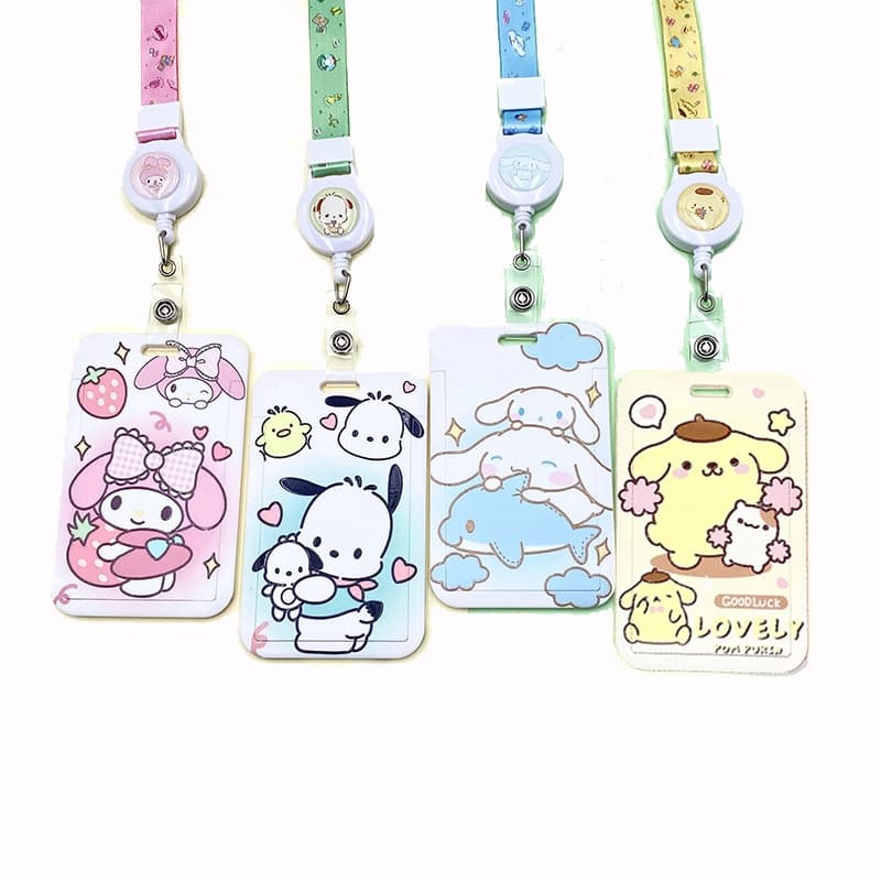 Porta Crachá-Cartões Flexível Cartoon Melody Campus Estudante Conjunto De Bus Girl Meal Card Acesso Metrô De Identidade Impressão Em Relevo