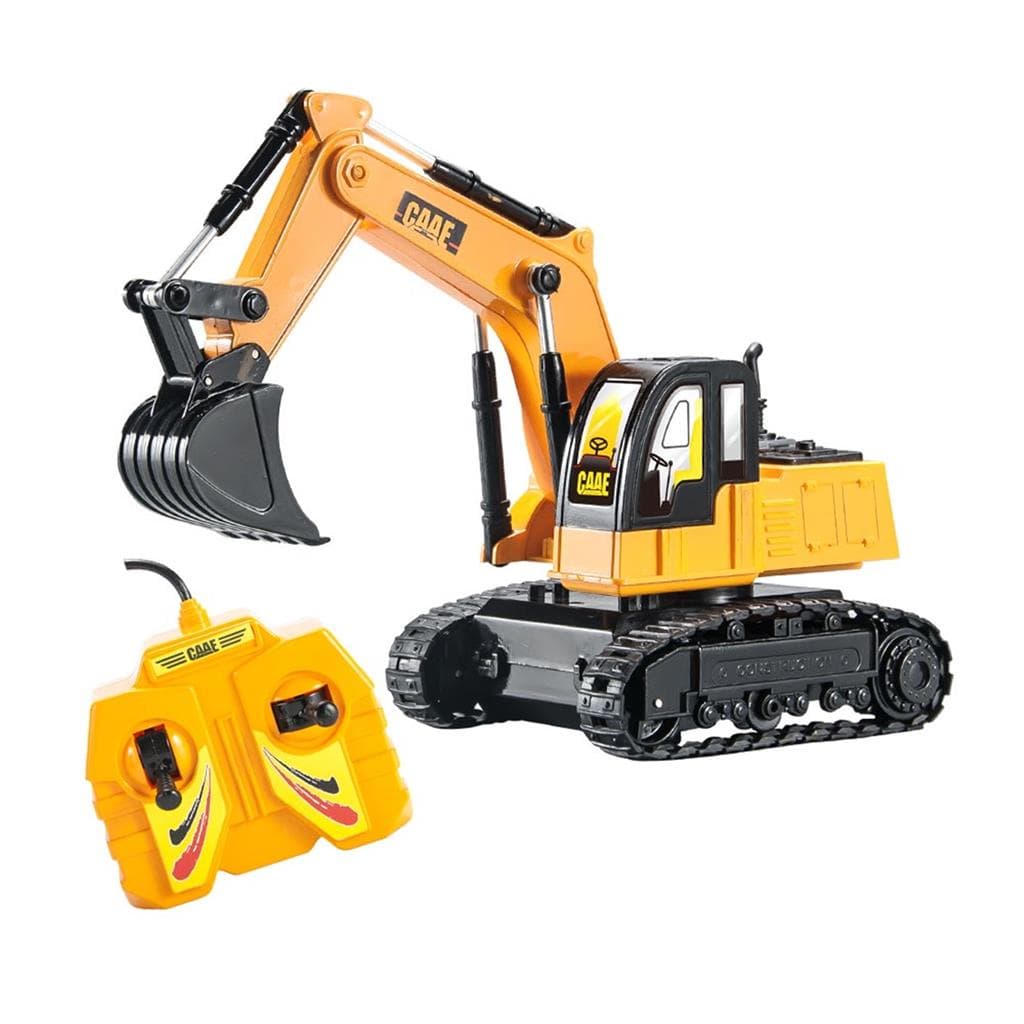 Carrinho Controle Com Fio Trator Escavadeira Move Pa Anda - Dm Toys