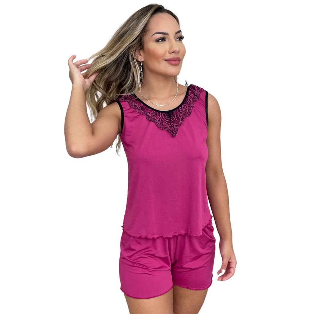 Baby Doll De Liganete Com Renda Tecido Geladinho Feminino