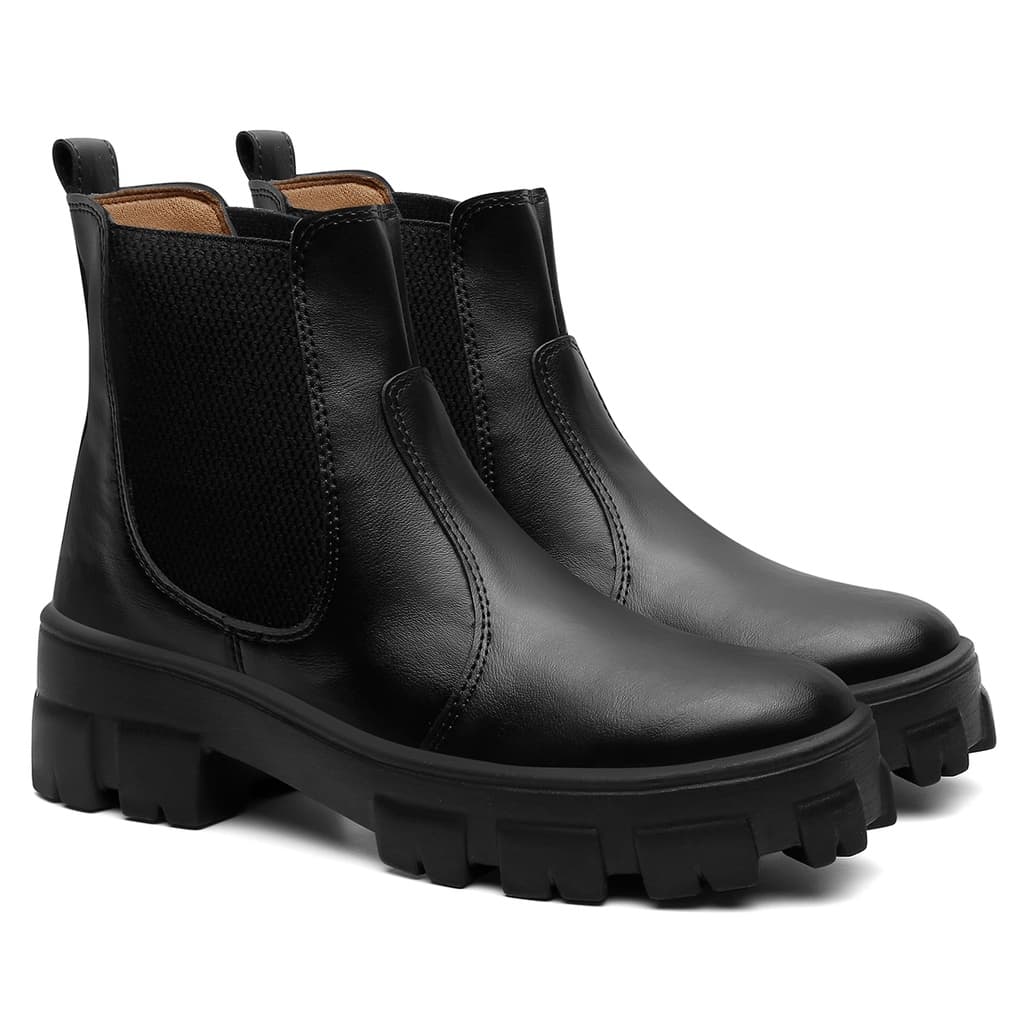 Bota Coturno Tratorada Calce Facil da Moda de Frio e Inverno
