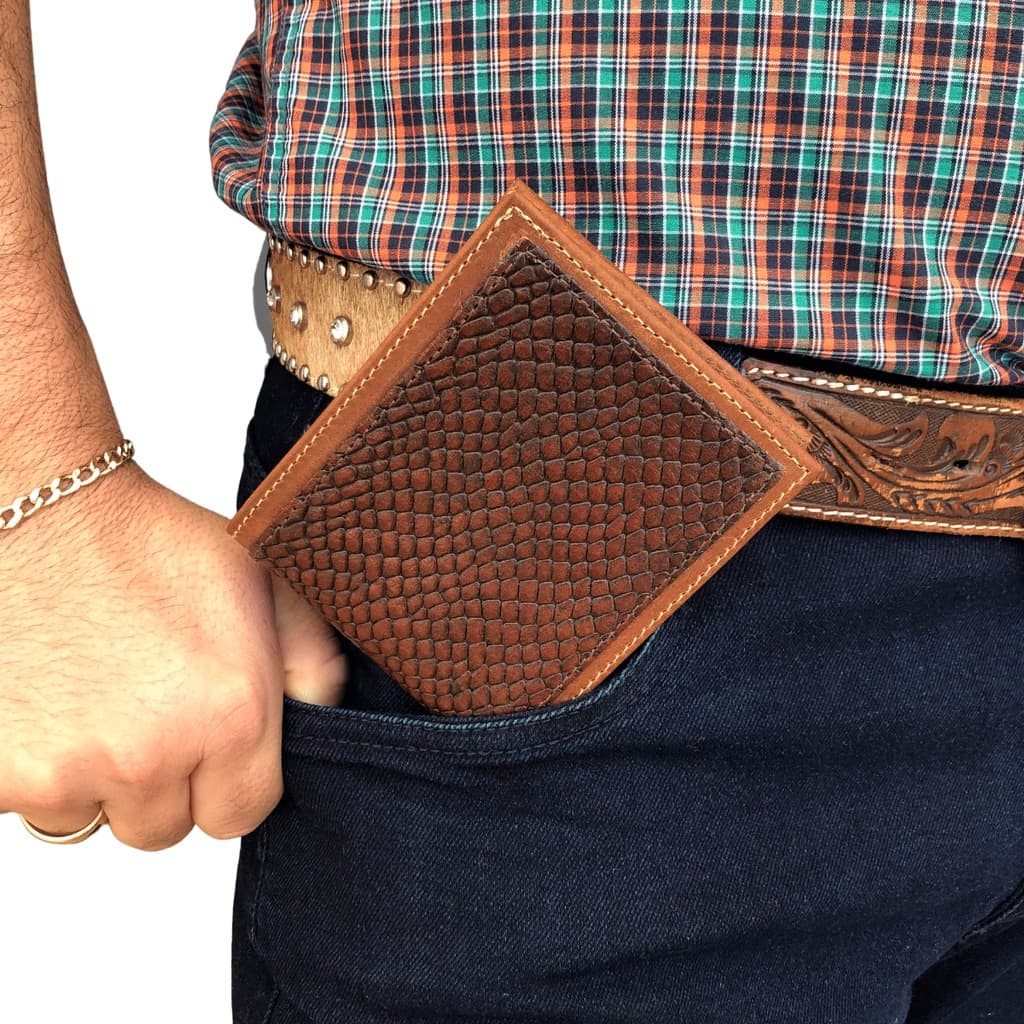 Carteira masculina couro bovino modelo cobra moderna luxo exótica