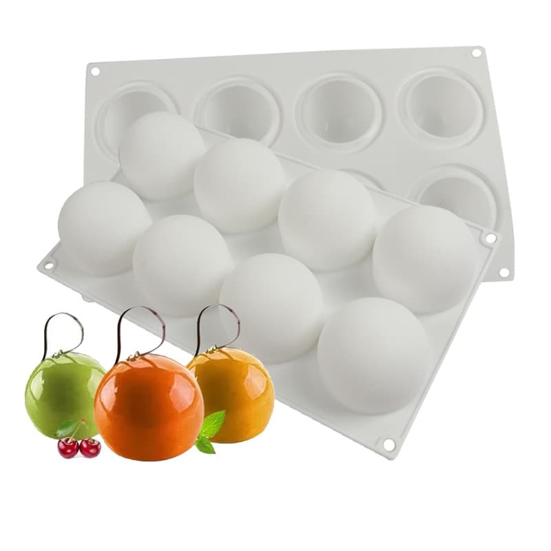 8 Molde De silicone De Bola De Cavidade Bolo De mousse Francesa Coco Estéreo Sobremesa De Pudim De Geléia chocolate Sorvete Ferramentas De Cozimento diy