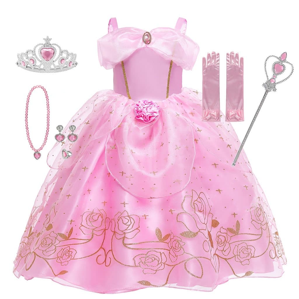 Crian莽as Cosplay Aurora Princesa Disney Vestido Desenho Animado Bela Adormecida Meninas Fantasia Festa de Anivers谩rio