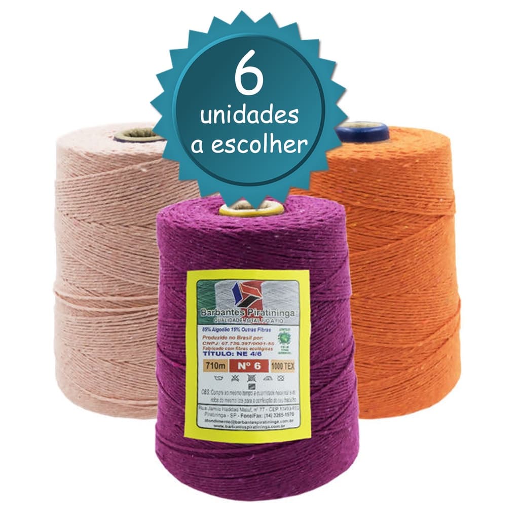 Kit 6 Barbantes Coloridos E Cru  Fio 6 Crochê