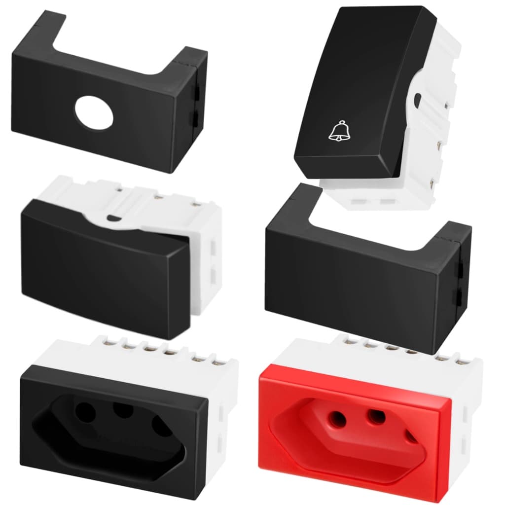 Modulos Tomadas 10A 20A Interruptores Preta Fosca Blux Recta