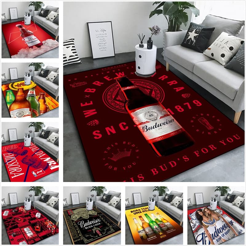 Budweiser Cerveja Impressão Tapete Quarto Cabeceira Sofá De Porta Do Banheiro Absorvente E Antiderrapante Personalizável