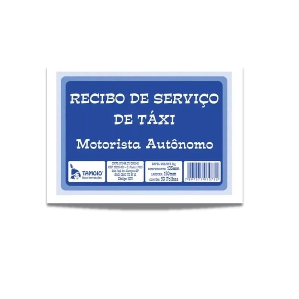 Recibo De Taxi Talão 50 Folhas Bloquinho Taxista Autônomo