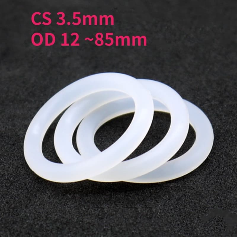 CS 3,5mm VMQ Anel De Vedação De Borracha Branca O-Ring De Silicone De Grau Alimentício Resistente Ao Calor OD 12 ~ 85mm