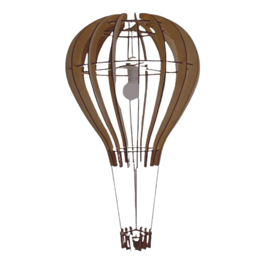 Luminária Teto tipo Pendente BALÃO MDF - Completa - Cor: Marrom