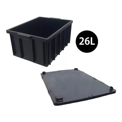 3 X Caixa Plástica 26l Organizadora Reforçada Com 1 Tampa Ideal Para Composteira