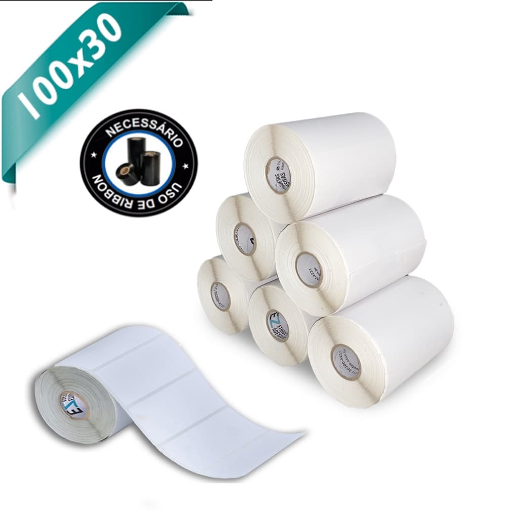 5 Rolos Etiqueta 10x3 100x30 Couche Adesiva Zebra Argox Elgin Idetificação