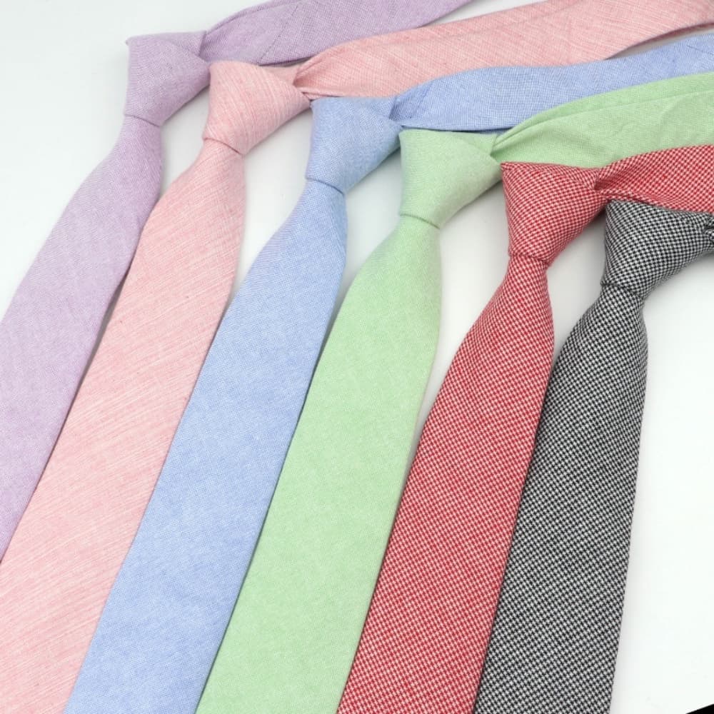 ZONFAZ Gravata 100% Algodão Slim 6cm, Cor Sólida Casual, Acessórios para Festa, Casamento e Presente