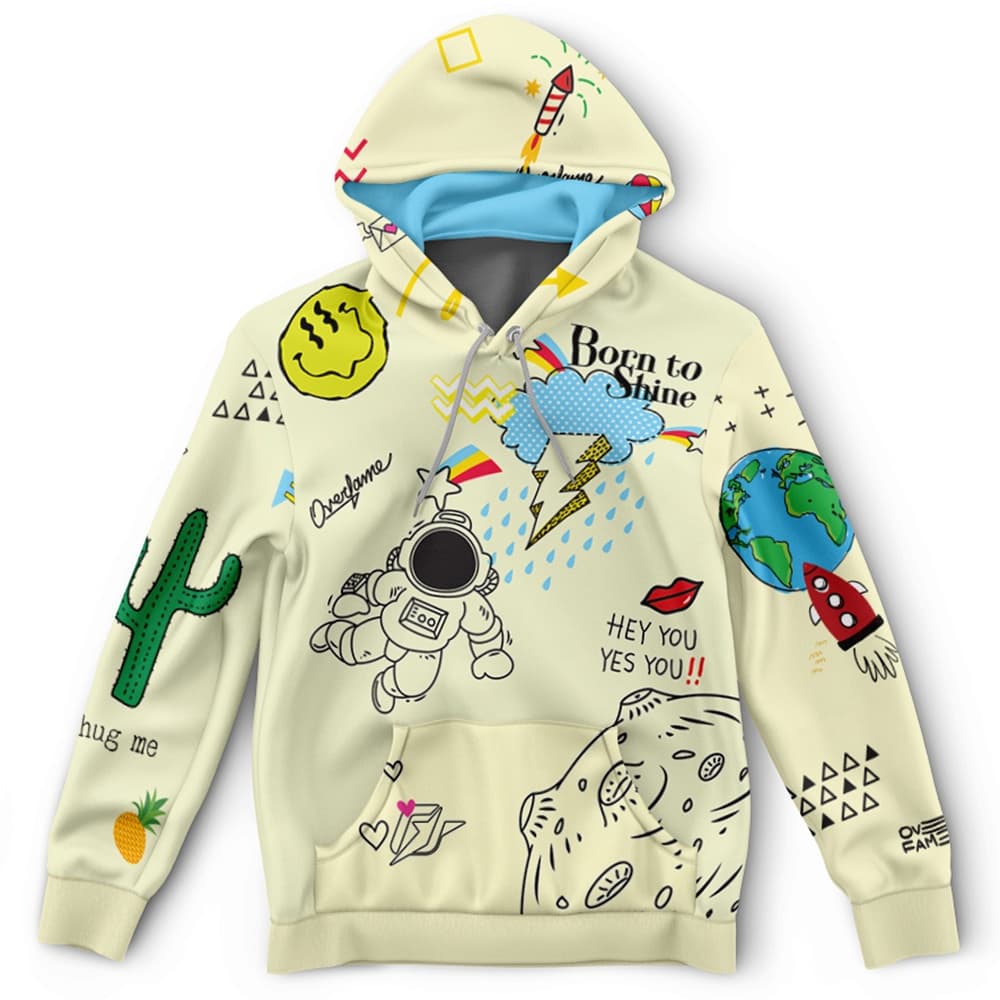 Moletom Canguru Hand Draw Flying Creme