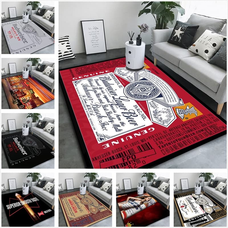 Budweiser Cerveja Impressão Tapete Quarto Cabeceira Sofá De Porta Do Banheiro Absorvente E Antiderrapante Personalizável