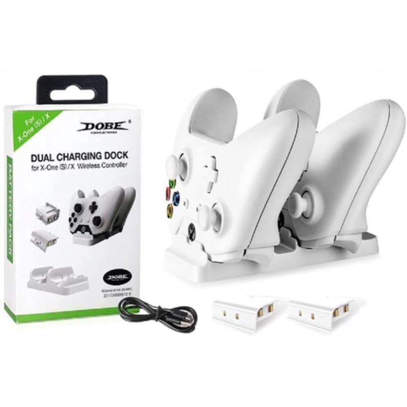 Dock Carregador Suporte Controle Xbox One S e X com 2 Baterias Branca