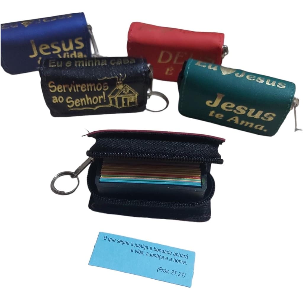 Kit 5 Chaveiros Promessas Sortidos Cores e Frases