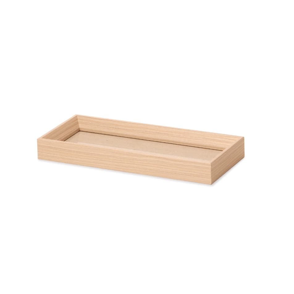 Bandeja Retangular em MDF Bege Claro com Linho 3x28x12cm - Mart