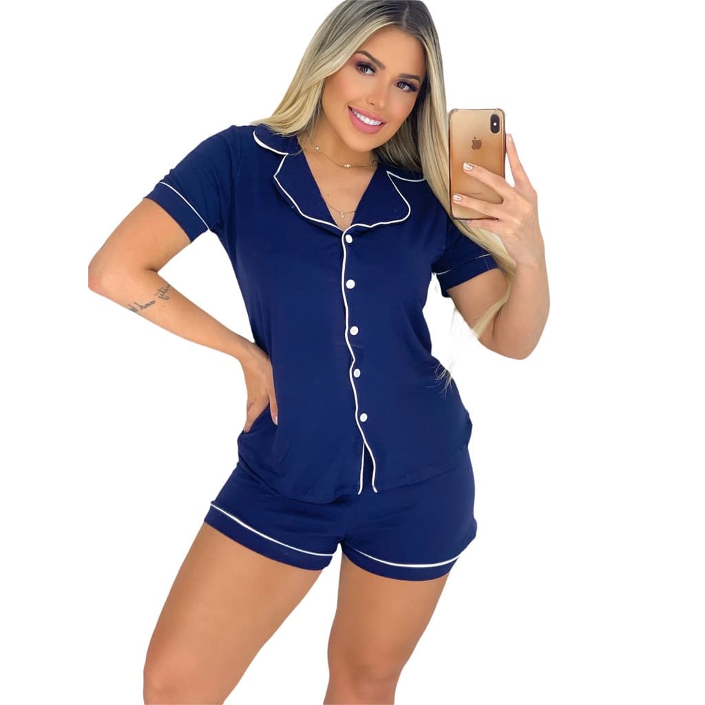Pijama americano curto de botões super confortável + Shorts