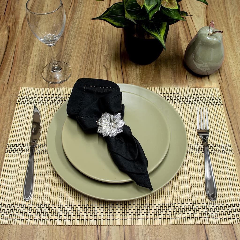Kit Jogo Americano 6 Peças De Bambu Retangular Descaço De Pratos Sousplat Para Mesa jantar Decoração Artesanal 30x44cm