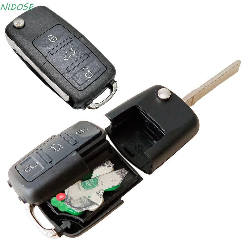 NIDOSE Chave Do Carro Metal Pill Secret Mezanino Secreto Segurança Oculta Pequeno Chaveiro Seguro