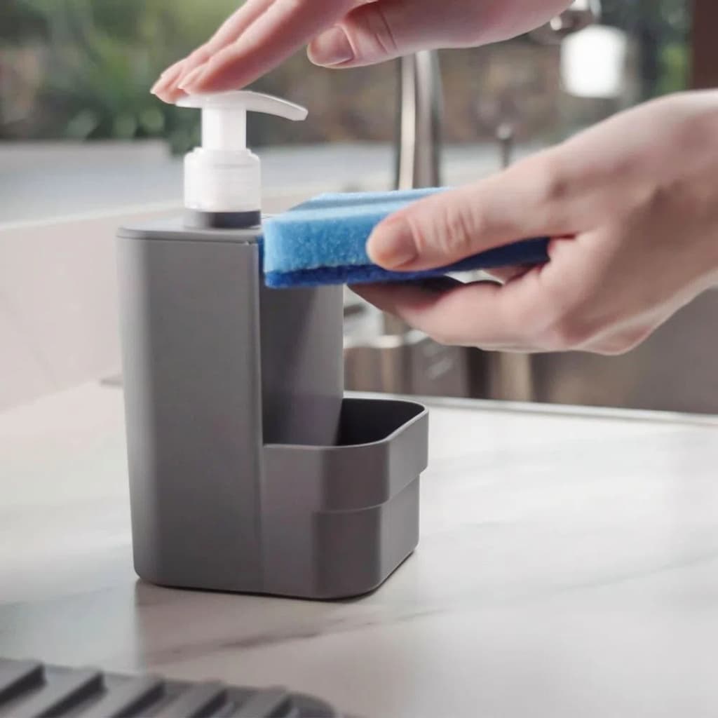 Dispenser Porta Detergente Dosador Sabão Liquido e Esponja Bucha Para Pia Bancada Cozinha Trium Ou