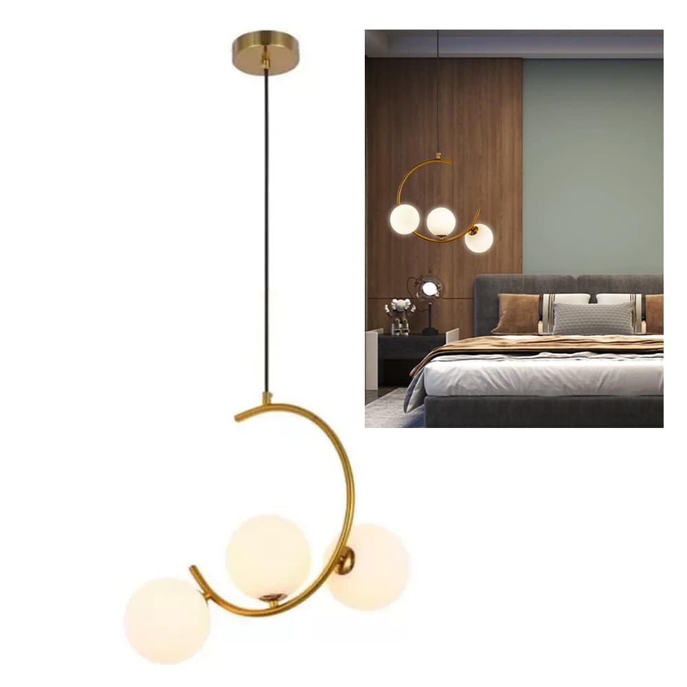 Lustre Pendente Meia Lua Luminaria Enfeite Luxo Decorativo Cozinha Sala Quarto Recepçao Comercial Residencial Moderno Ambiente