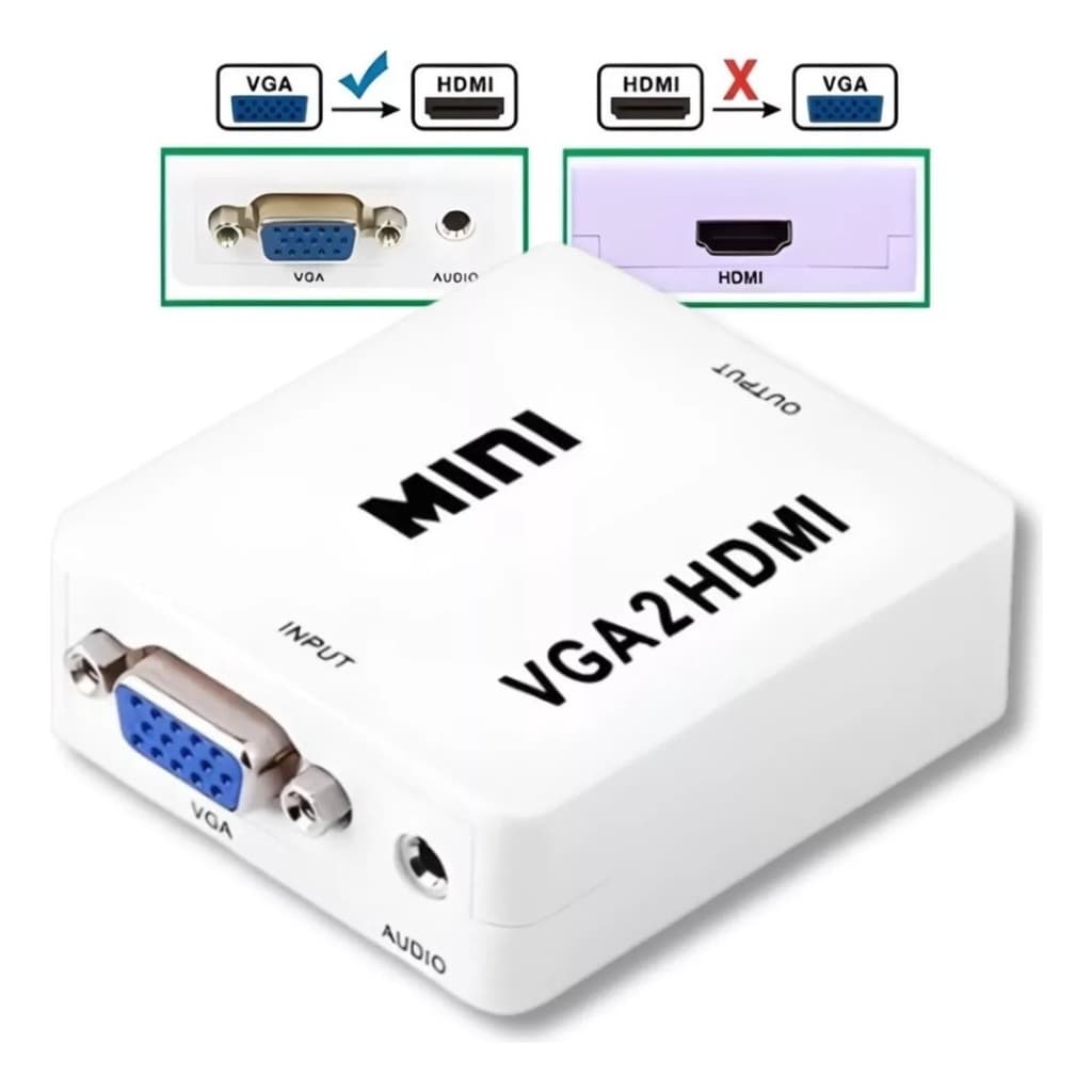 Adaptador Conversor De Vga Para Hdmi Video Com Audio P2