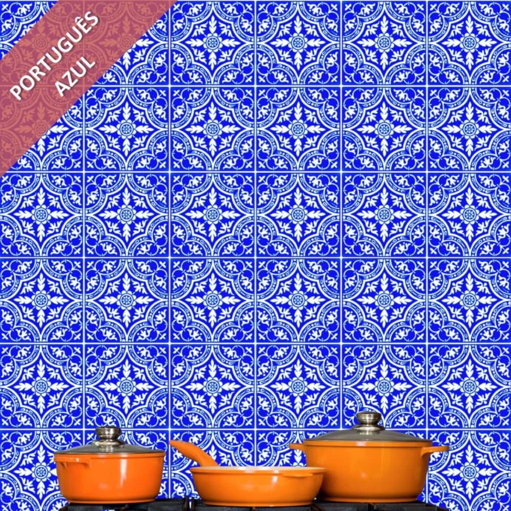 Rolo Adesivo de Parede 0,45x1,20 Azulejo Portugues Azul