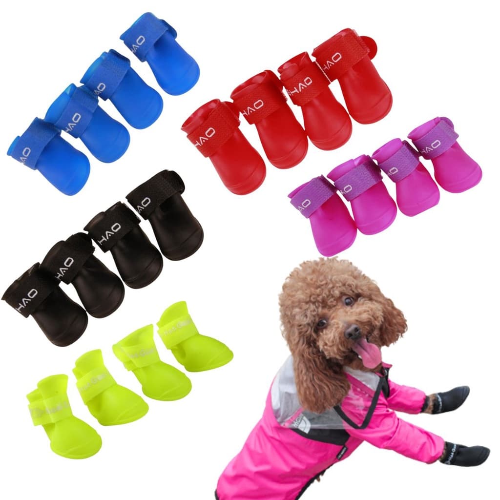 Bota Botinha de Cachorro Pet Protetor de Pata Sapato Silicone Antiderrapante Kit 04 Unidades