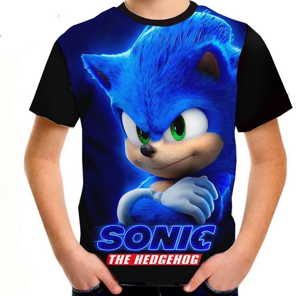 Camiseta Infantil Sonic Filme Menino Camisa Tamanho 6 A 14