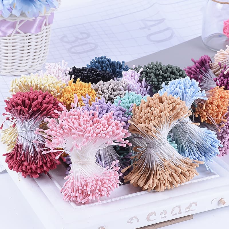 400PCS Flor De Stamen Artificial 6cm Falsas Floral Pistil Faça Você Mesmo