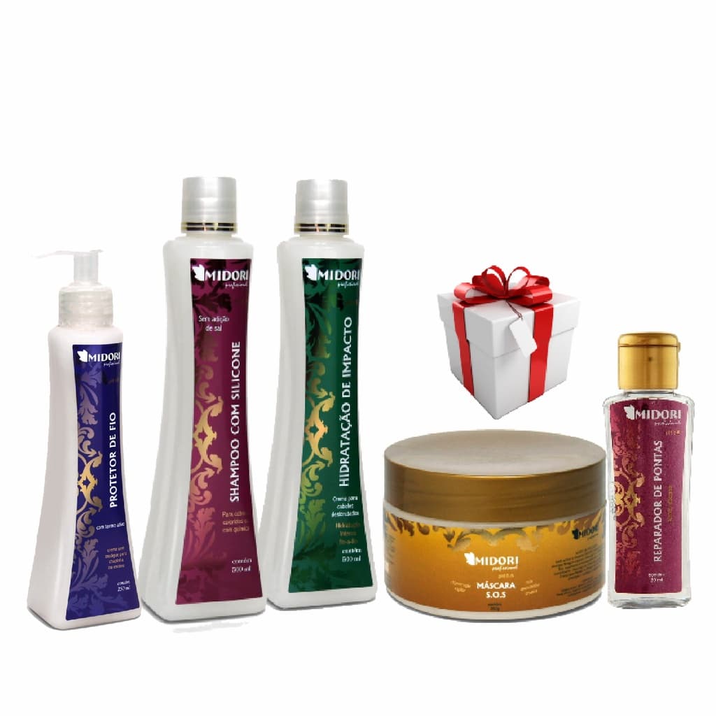 Kit Hidratação Alto Impacto 5 produtos Midori Profissional