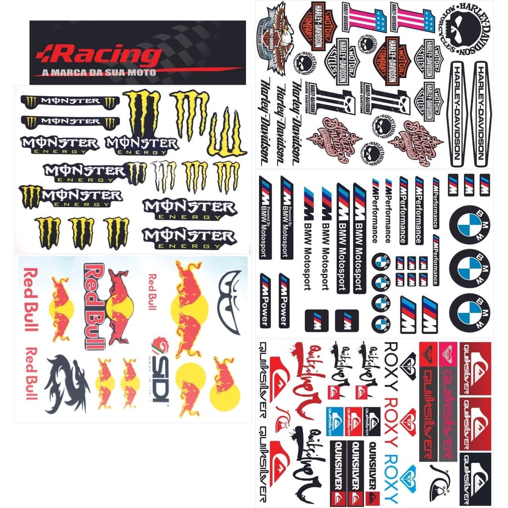 Atacado Kit 220 pç Adesivos +Expositor moto, Bike e capacete