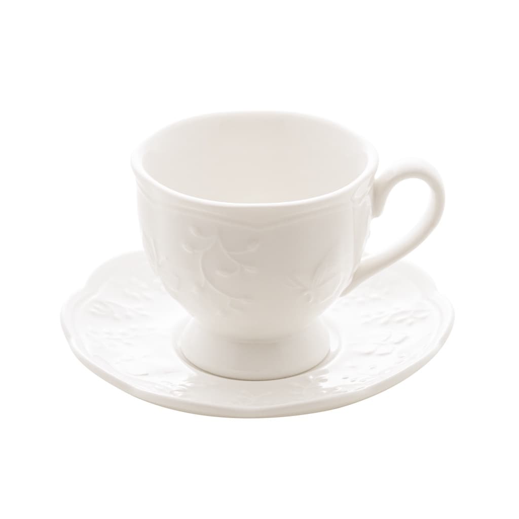 Xícara De Café E Pires Em Porcelana New Bone Butterfly Branca 100ml